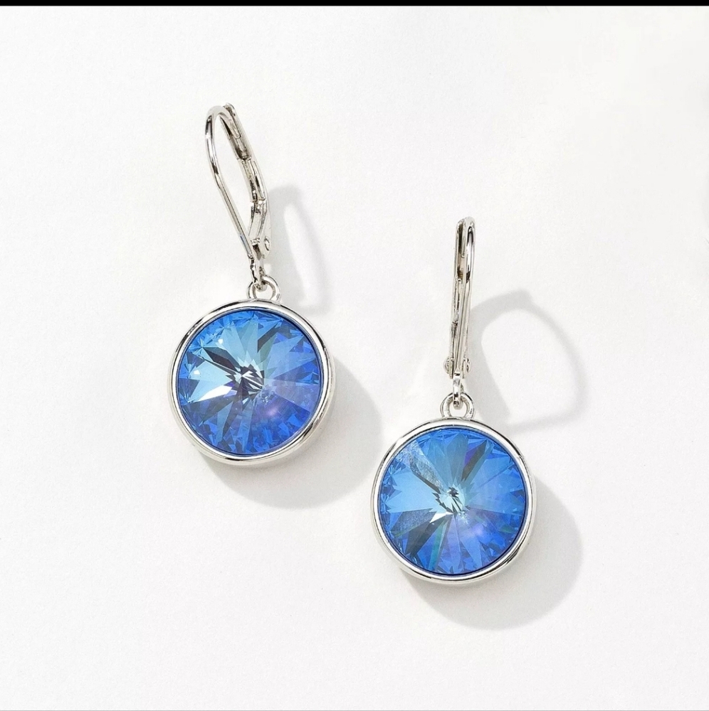 Touchstone Crystals by Swarovski LULU Earrings Ocean DeLite Rhodium Plating
